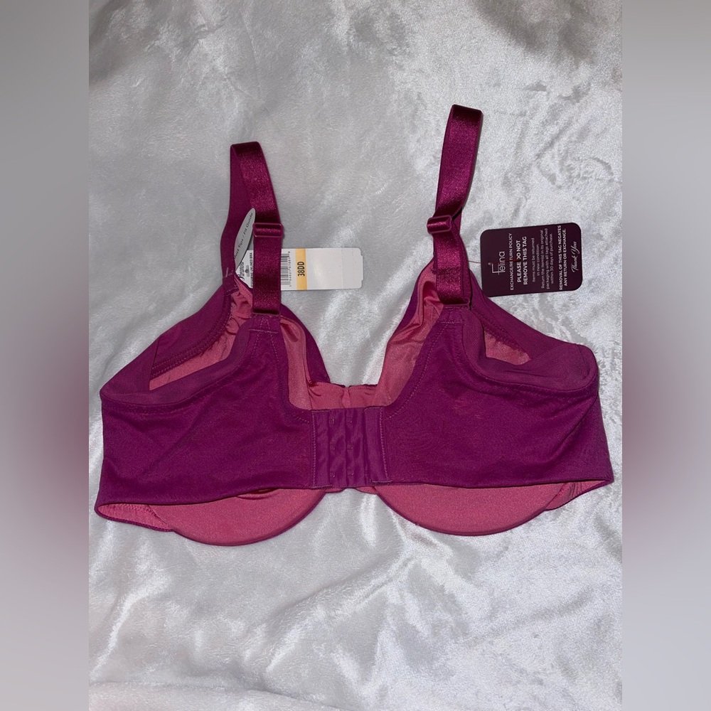 Jessamine Unlined Side Smoothing Minimizer Bra (Wild Aster / Iris Rose, 38DD) - Picture 8 of 11